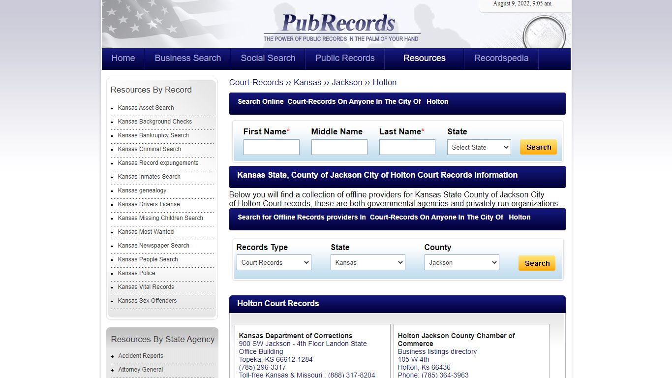 Holton, Jackson County, Kansas Court Records